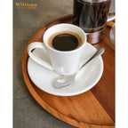 Wilmax Kaffeetassen mit Untertassen 160 ml 2er-Set Weiß aus Porzellan