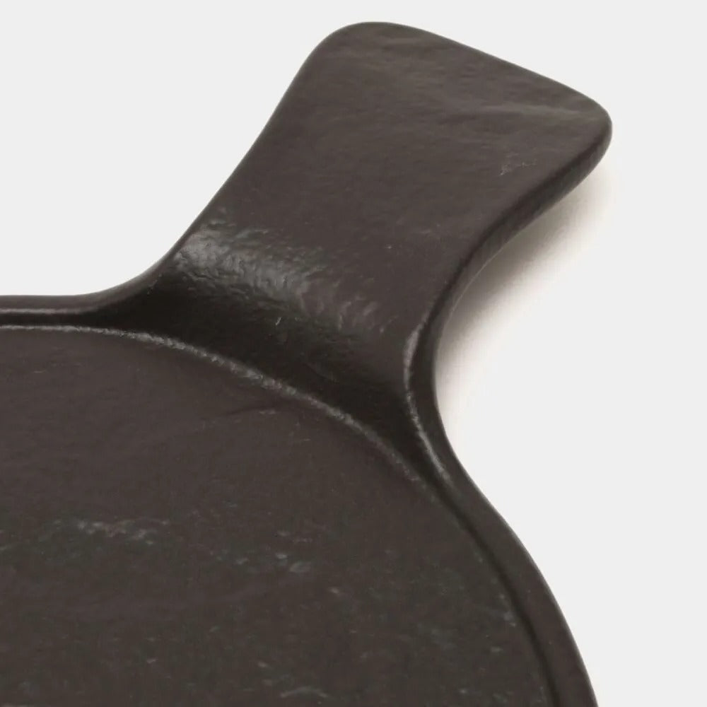 Wilmax Runde Servierplatte mit Griff 30,5 × 21,5 cm Schwarz aus Porzellan