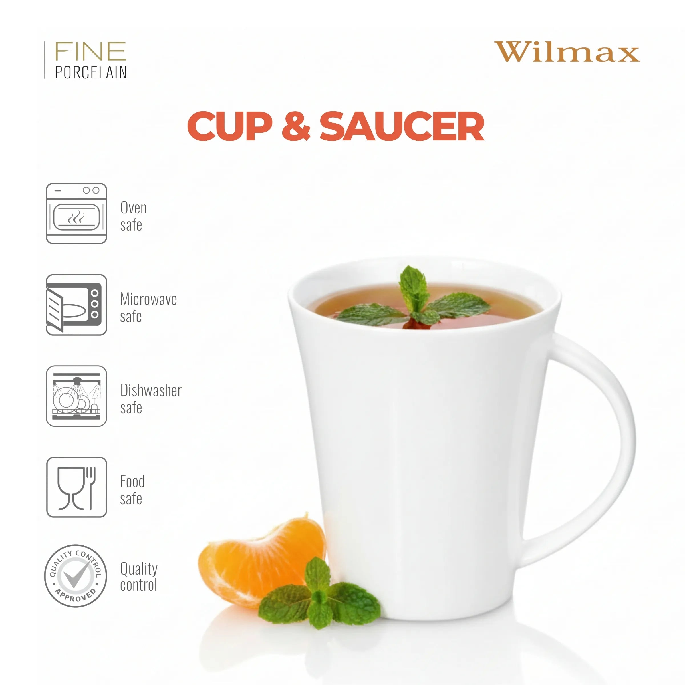 Wilmax Tasse 380 ml Weiß aus Porzellan
