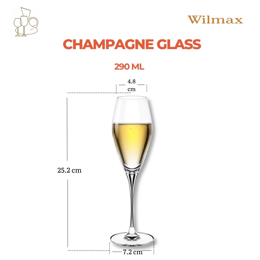 Wilmax Champagnerflöte 290 ml 2er-Set Transparent aus Wilmax Crystalline-Serie