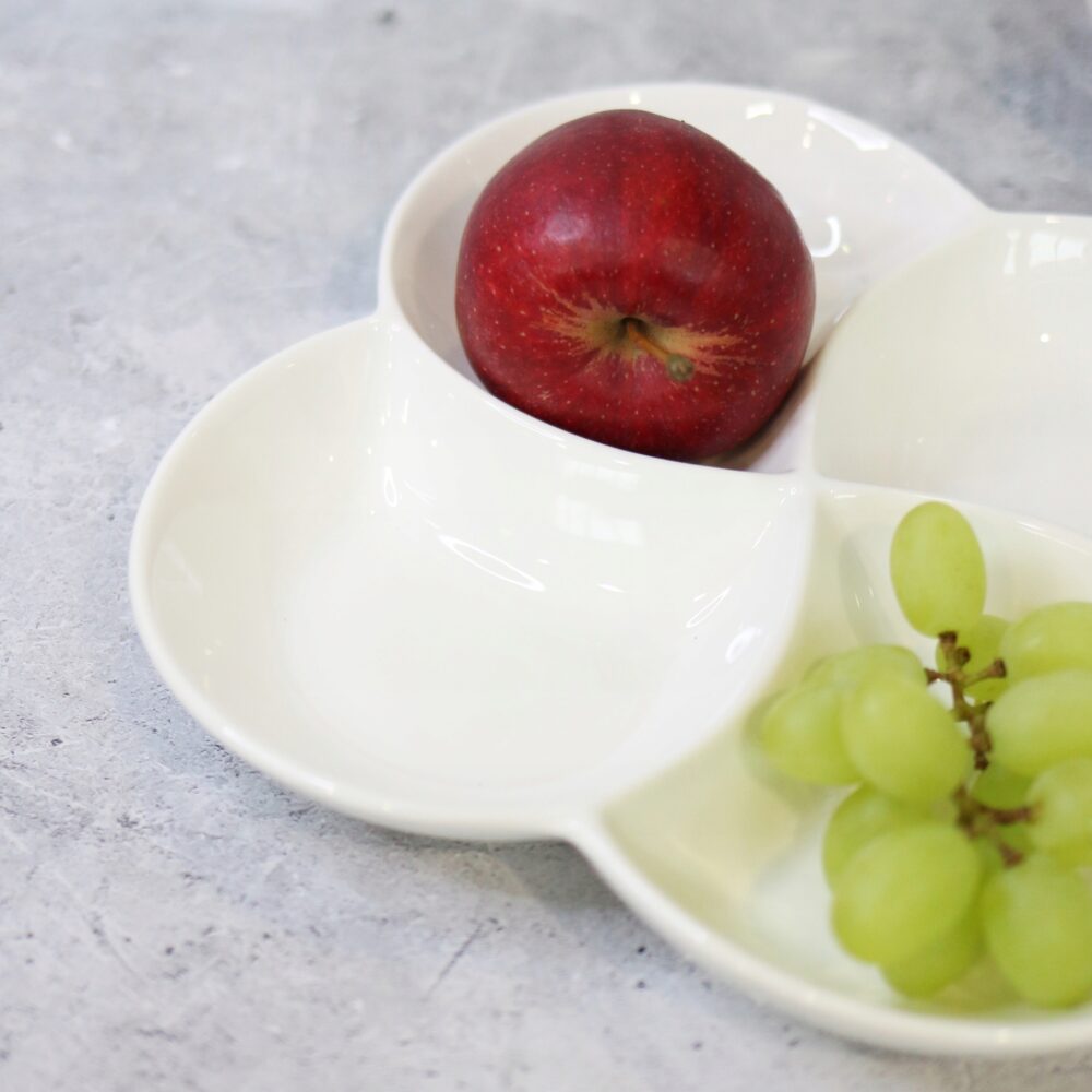 Wilmax Geteilter Servierteller 22 × 22 cm mit 4 Fächern Weiß aus Porzellan