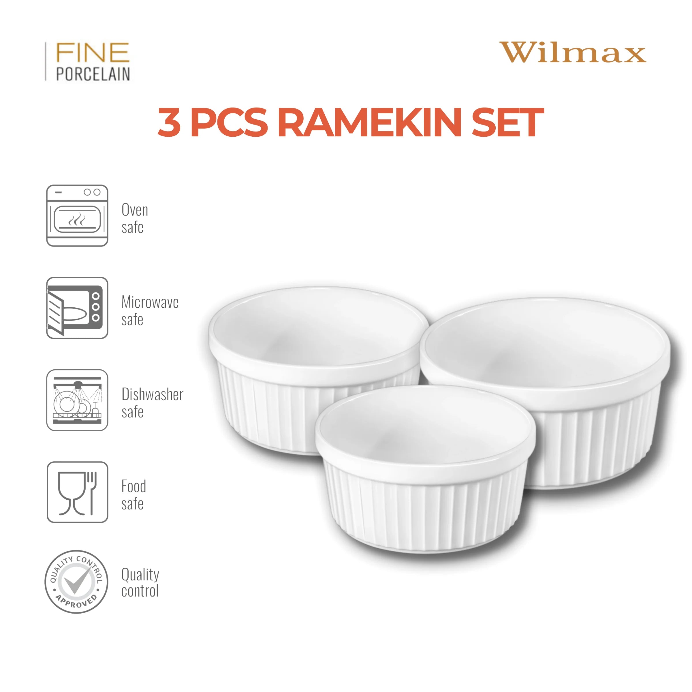 Wilmax Ramekin 3-teilig Weiß aus Porzellan