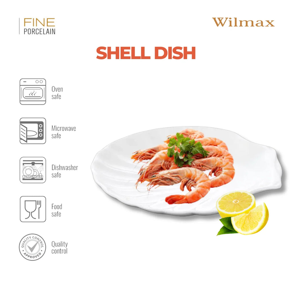 Wilmax Fischplatte 25,5 cm Weiß aus Porzellan