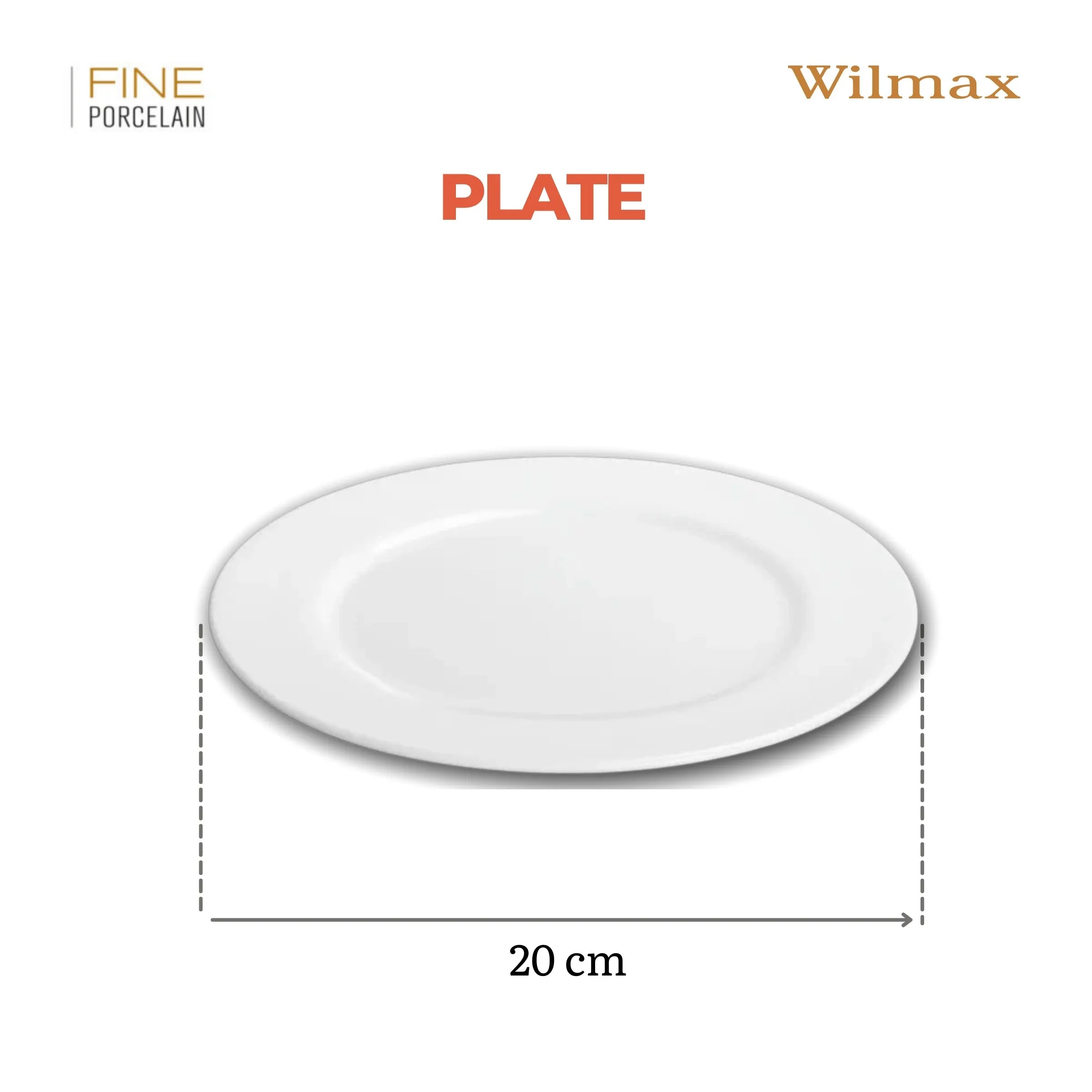 Wilmax Dessertteller 20 cm Weiß aus Porzellan
