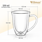 Wilmax Doppelwandige Tasse 250 ml 4er-Set Transparent