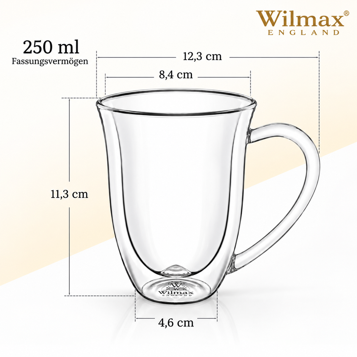 Wilmax Doppelwandige Tasse 250 ml 4er-Set Transparent