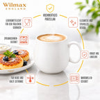 Wilmax Tasse 400 ml 6er-Set Weiß aus Porzellan
