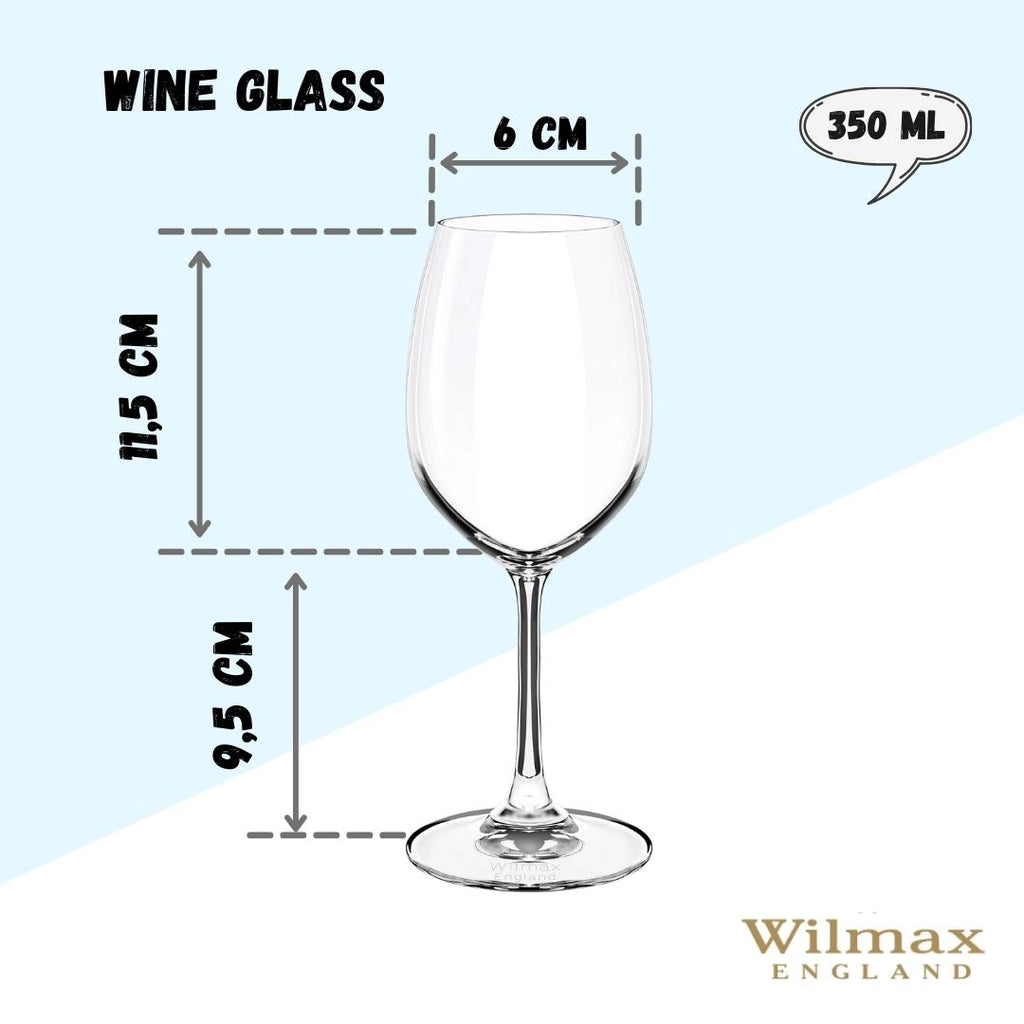 Wilmax Weinglas 350 ml Kristallglas Transparent 6er Set WL-888012/6A