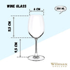 Wilmax Weinglas 350 ml Kristallglas Transparent 6er Set WL-888012/6A