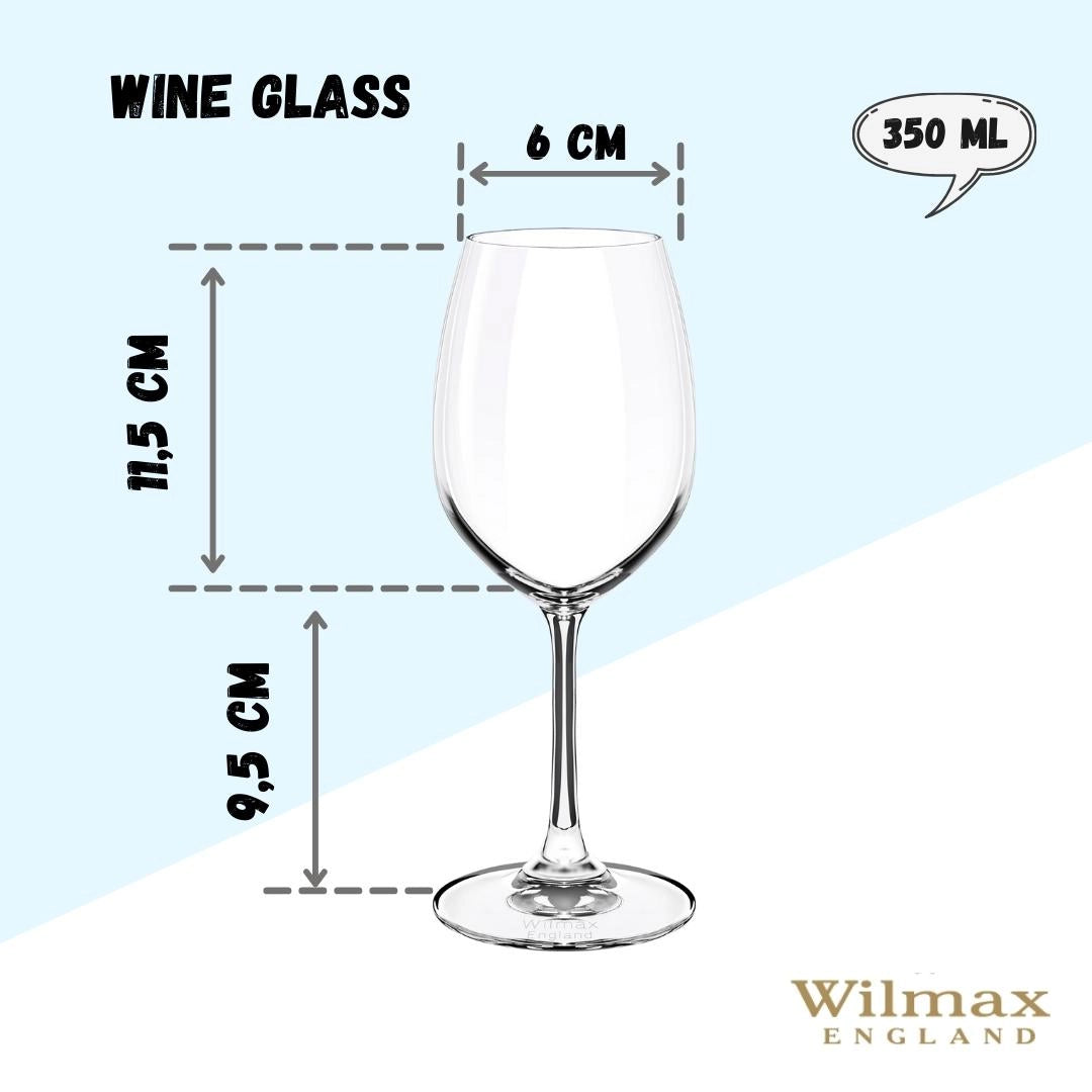 Wilmax Weinglas 350 ml Kristallglas Transparent 6er Set WL-888012/6A