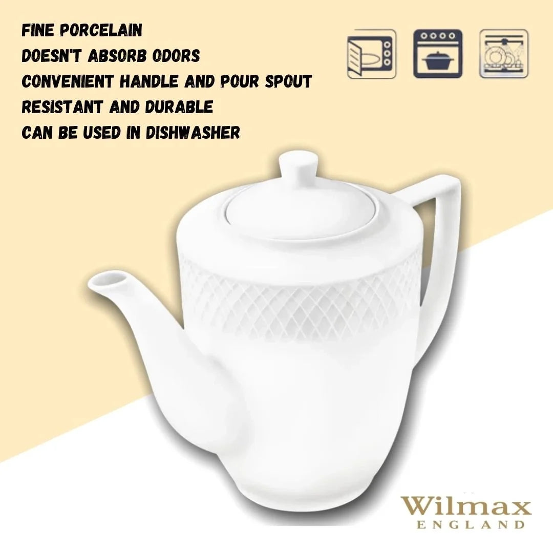 Wilmax Kaffee- und Teekanne mit integriertem Ausgusssieb mit integriertem Ausgusssieb 750 ml Weiß aus Porzellan