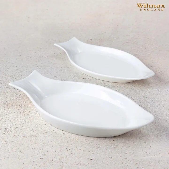 Wilmax Fischplatte 22 cm Weiß aus Porzellan