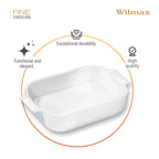 Wilmax Auflaufform mit Griffen 860 ml Weiß aus Porzellan