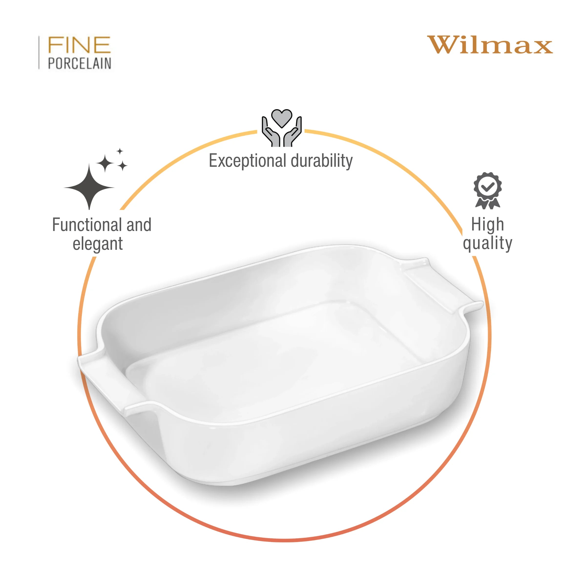 Wilmax Auflaufform mit Griffen 860 ml Weiß aus Porzellan