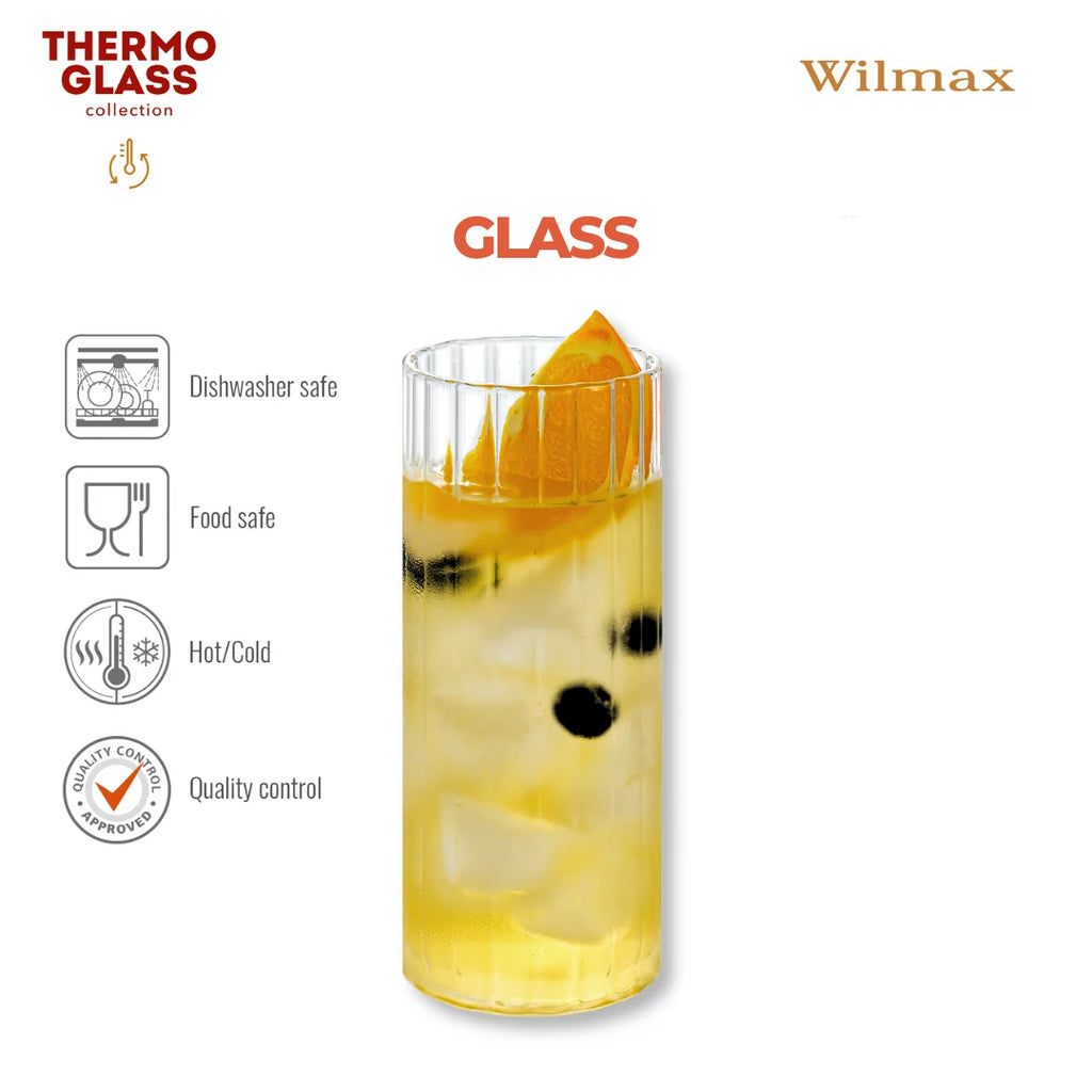 Wilmax Glas 350 ml 6er-Set Transparent aus Borosilikatglas