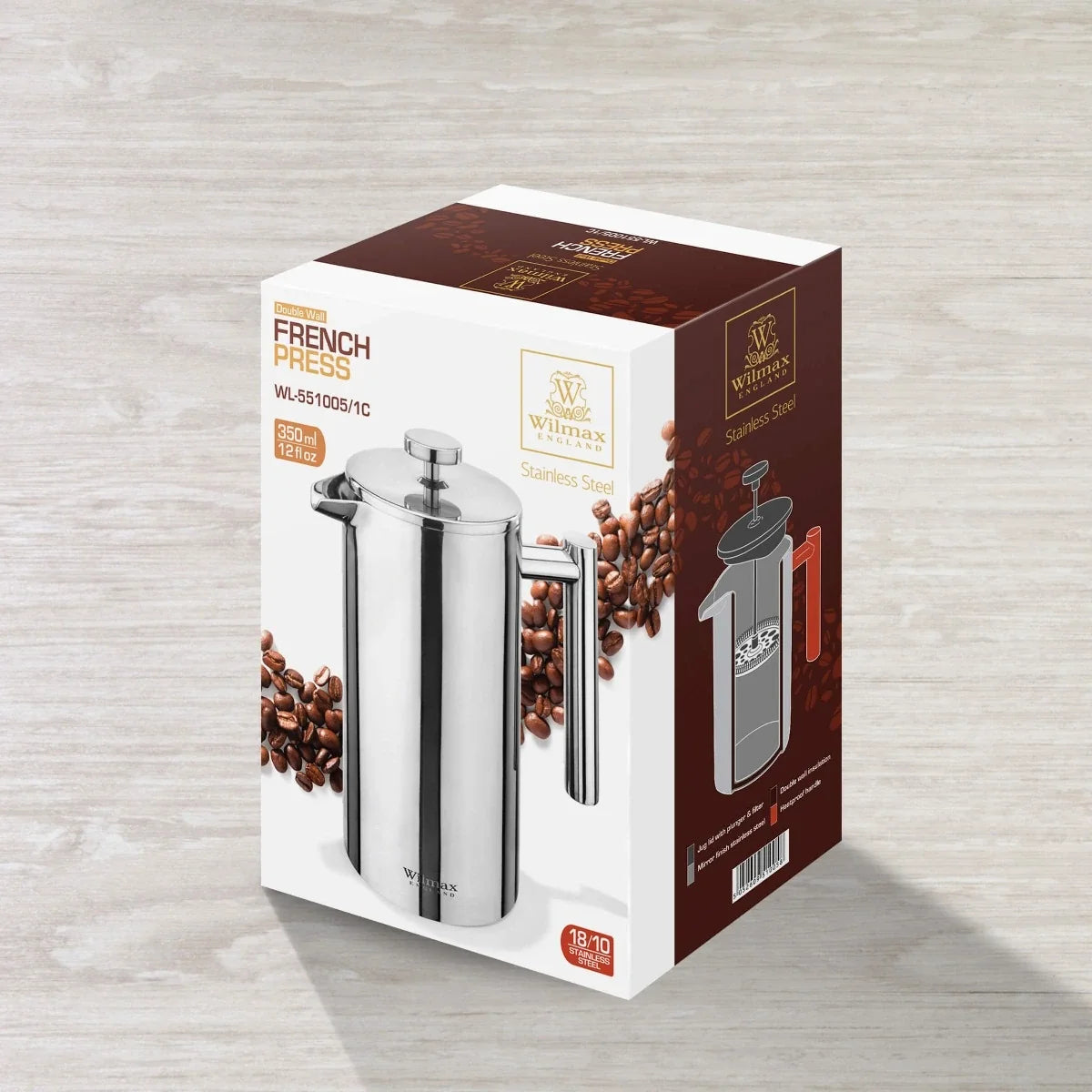 Wilmax Espresso Maker 350 ml Edelstahl WL-551005/1C