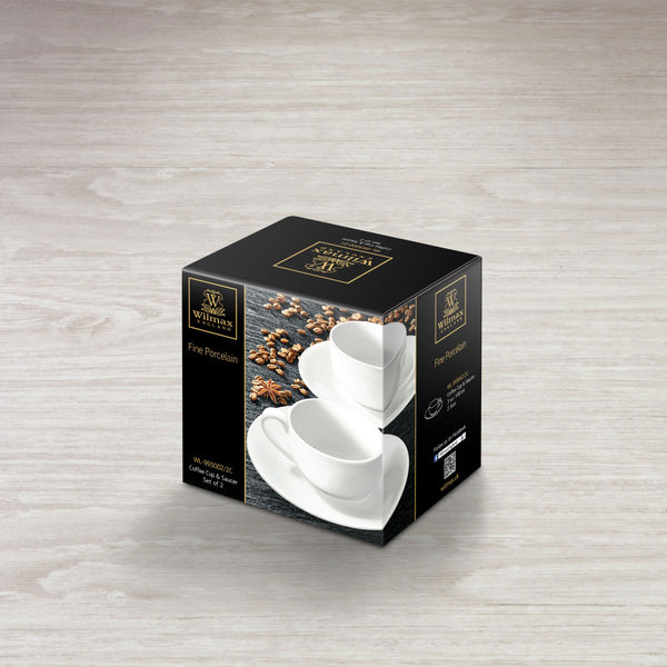 Wilmax Espressotasse mit Untertasse 100 ml Weiß Porzellan WL-993002/AB