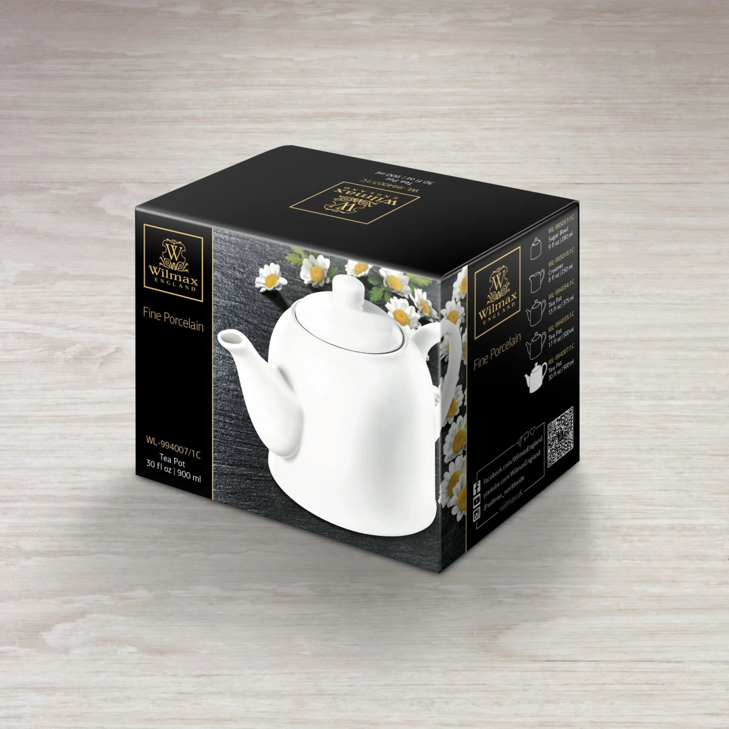 Wilmax Kaffee- und Teekanne mit integriertem Ausgusssieb 900 ml Weiß aus Porzellan