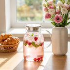 Wilmax Krug 2100 ml mit Edelstahldeckel und Filter Transparent aus Thermoglas