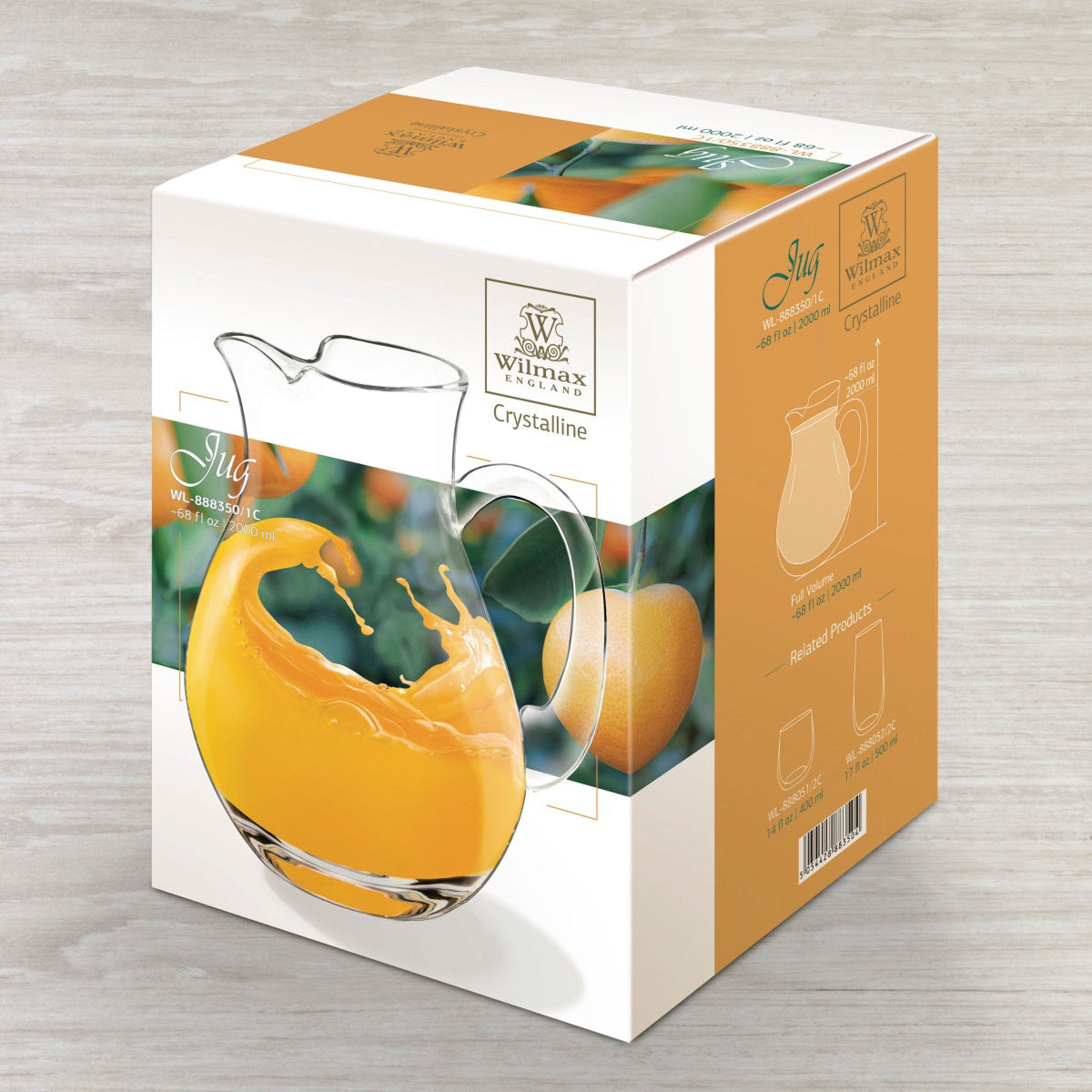 Wilmax Getränkeset 7-teilig mit Krug 2000 ml Transparent aus Crystalline-Glas und 6 Longdrinkgläser 540 ml Transparent aus Crystalline-Glas