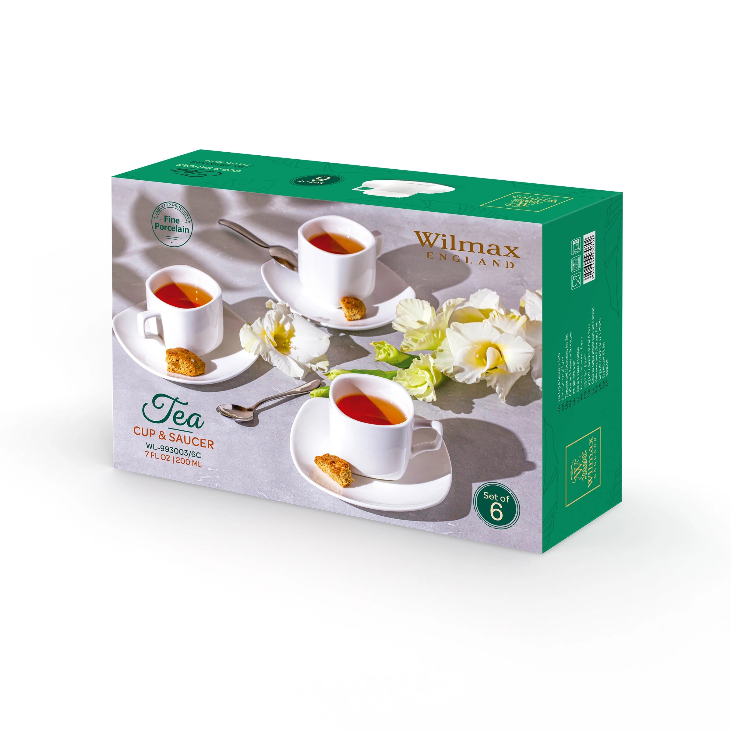 Wilmax Tee Tassen & Untertassen Set 6-teilig 200 ml Porzellan WL-993003/6C