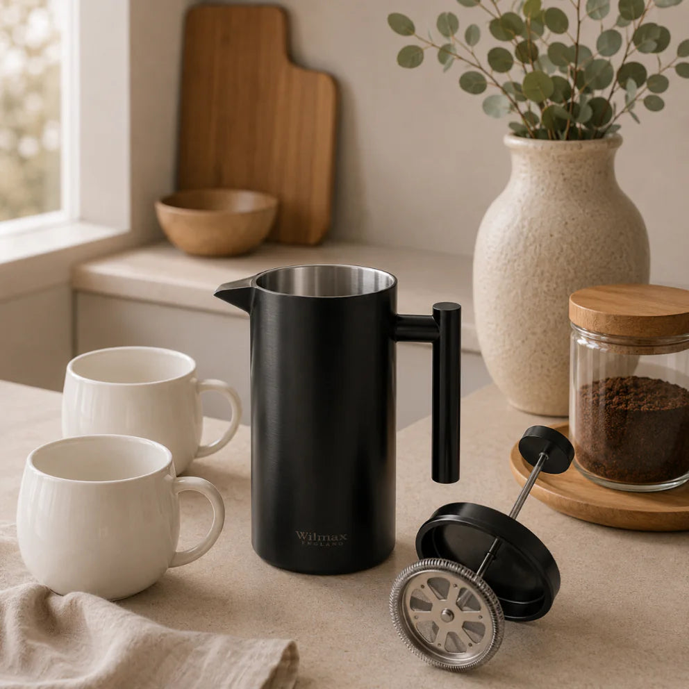 Wilmax French Press 1000 ml aus Edelstahl