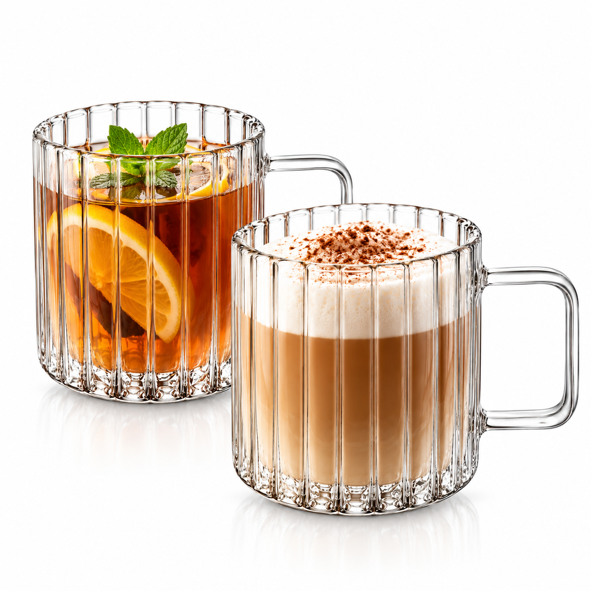 Wilmax Hitzebeständiger Glasbecher mit Henkel 200 ml 6er-Set aus Glas