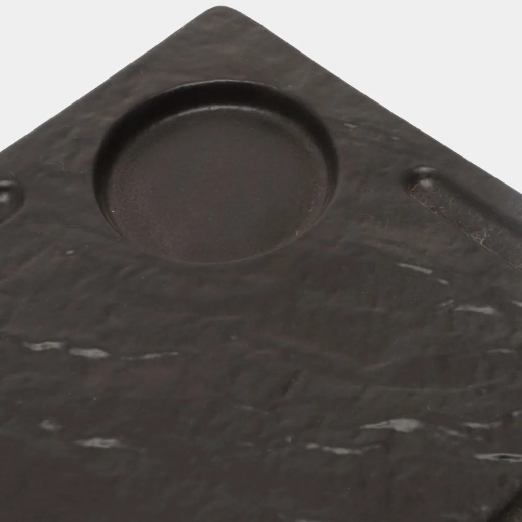 Wilmax Rechteckiger Servierteller 32,5 × 23 cm Schwarz aus Porzellan