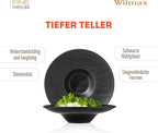 Wilmax Tiefer Teller 27 cm 250 ml 2er-Set Schwarz aus Porzellan
