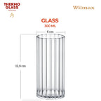 Wilmax Geriffeltes Glas 300 ml 6er-Set Transparent aus Borosilikatglas