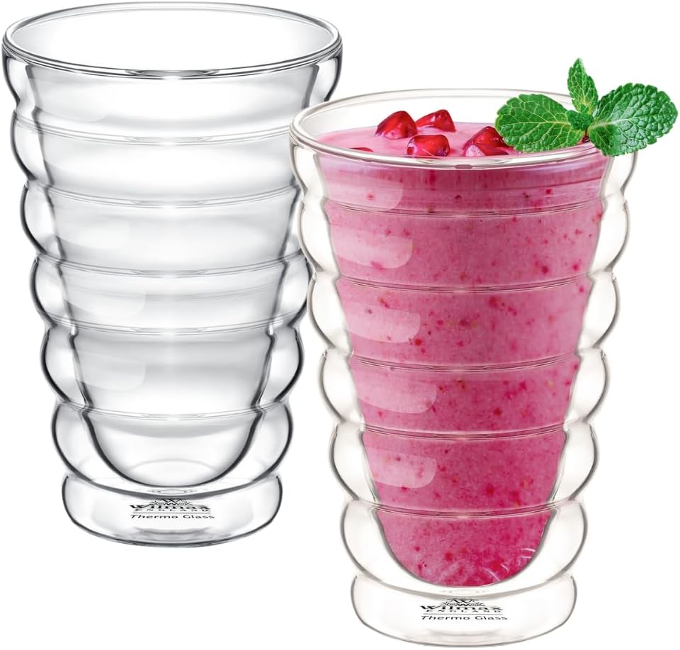 Wilmax Doppelwandiger Thermobecher 400 ml 2er-Set Transparent