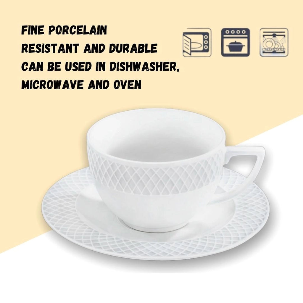 Wilmax Tasse mit Untertasse 240 ml Weiß Porzellan WL-880105/AB