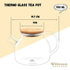 Wilmax Teekanne 950 ml Thermoglas Federfilter Bambusdeckel WL-888810/A