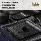 Wilmax Servierplatte 29,5 × 14,5 cm Schwarz aus Porzellan