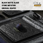 Wilmax Servierplatte 38 × 24,5 cm Schwarz aus Porzellan