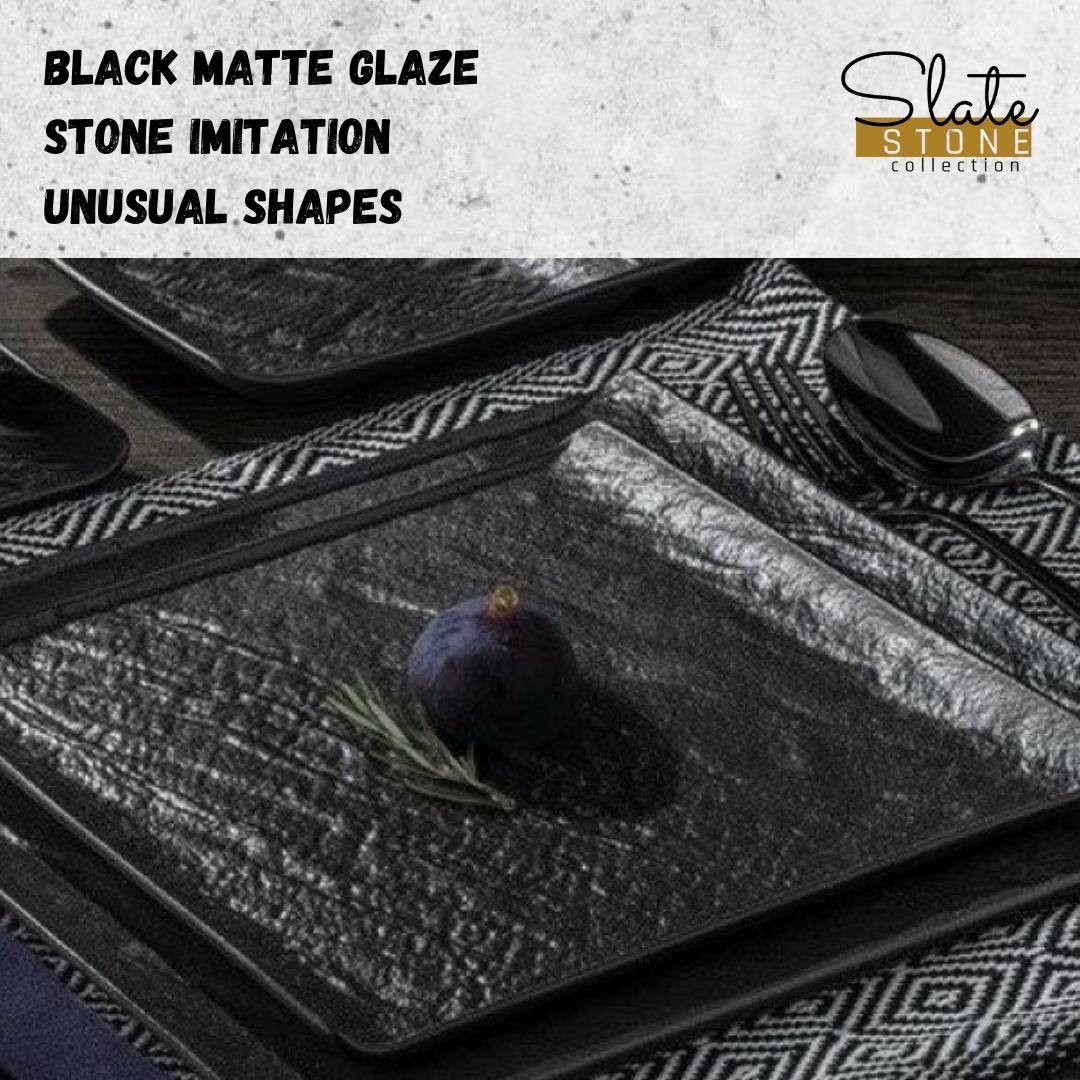 Wilmax Servierplatte 38 × 24,5 cm Schwarz aus Porzellan