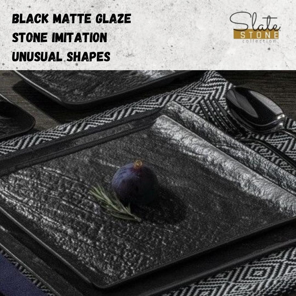 Wilmax Quadratische Servierplatte 21,5 × 21,5 cm Schwarz aus Porzellan