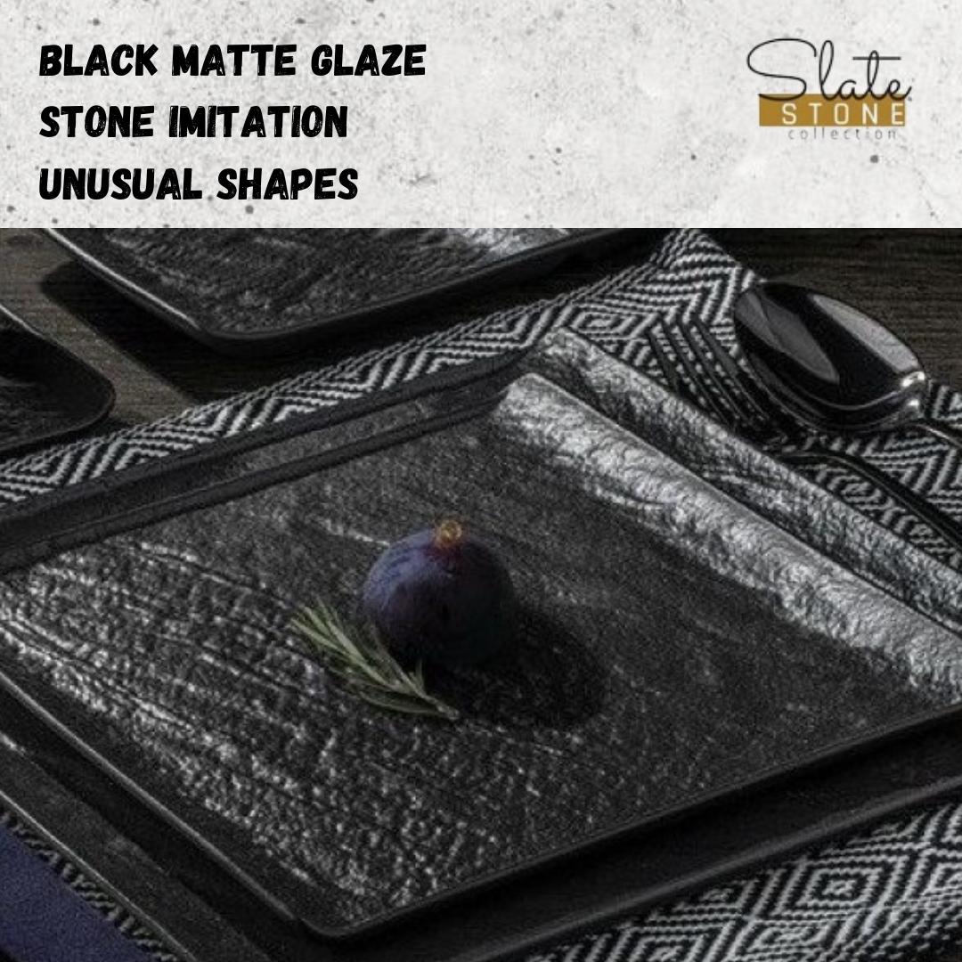 Wilmax Quadratische Servierplatte 21,5 × 21,5 cm Schwarz aus Porzellan