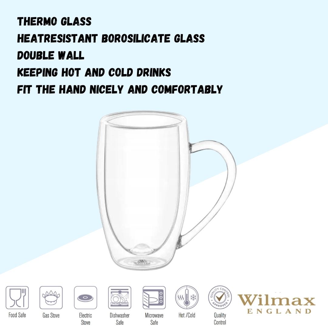 Wilmax Doppelwandiger Thermobecher 500 ml Transparent aus Glas
