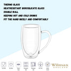 Wilmax Doppelwandiger Becher 4er-Set (2x 400 ml / 2x 500 ml) Transparent