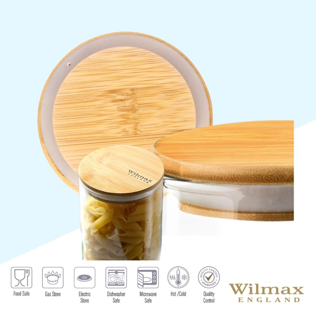 Wilmax Vorratsglas 1500 ml mit Bambusdeckel 2er Set WL-888507/A2