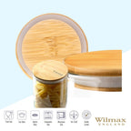 Wilmax Vorratsglas 1500 ml mit Bambusdeckel 2er Set WL-888507/A2