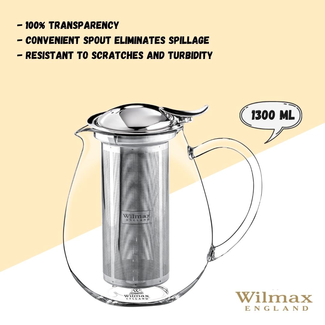 Wilmax 2 Doppelwandtassen & 1 Teekanne Set, WL-888803/A-888748/A2