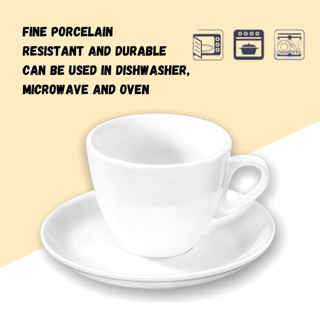Wilmax Tasse mit Untertasse 300 ml Weiß aus Porzellan