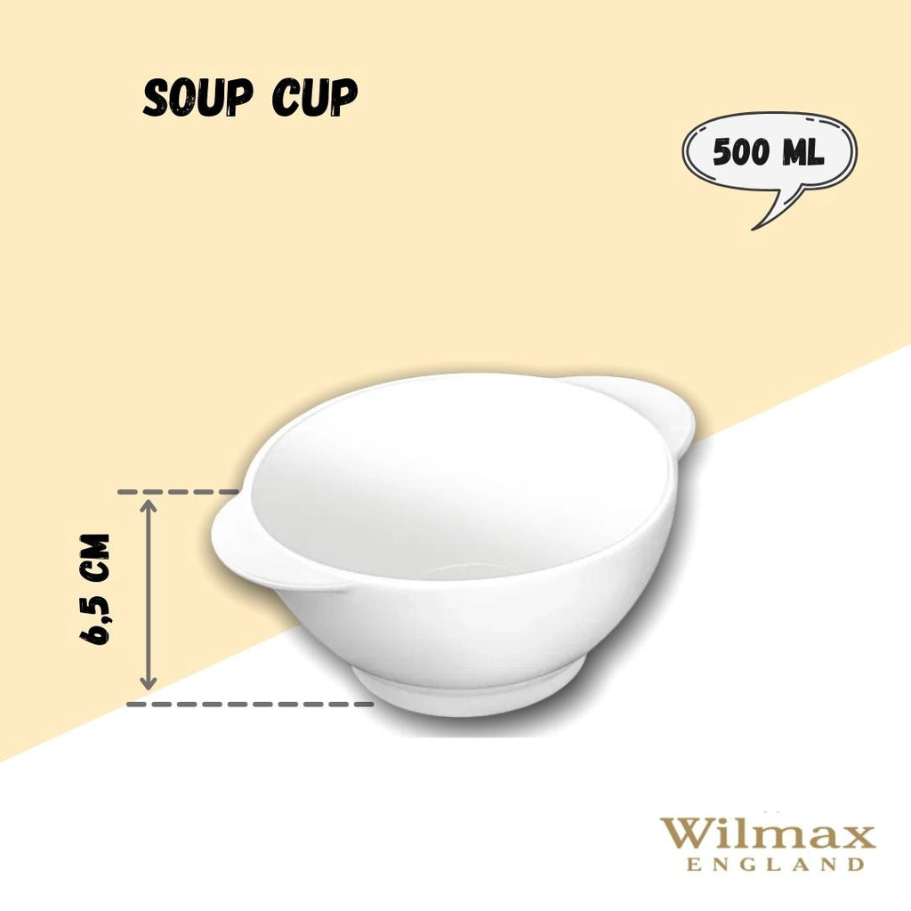 Wilmax Suppentasse 500 ml aus Porzellan, Weiß WL-991263/A