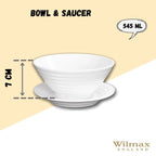 Wilmax Schale mit Untertasse 545 ml Weiß aus Porzellan