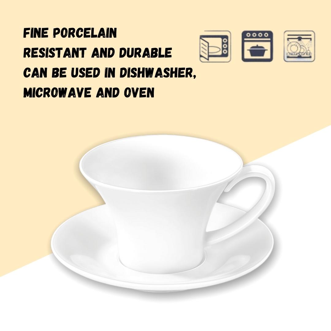 Wilmax Tasse mit Untertasse 430 ml Weiß aus Porzellan