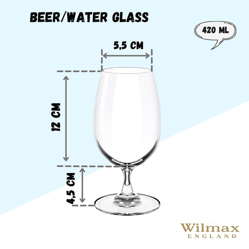 Wilmax Bierglas 420 ml 6er-Set Transparent aus Wilmax Crystalline-Serie