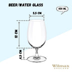 Wilmax Bierglas 420 ml 6er-Set Transparent aus Wilmax Crystalline-Serie