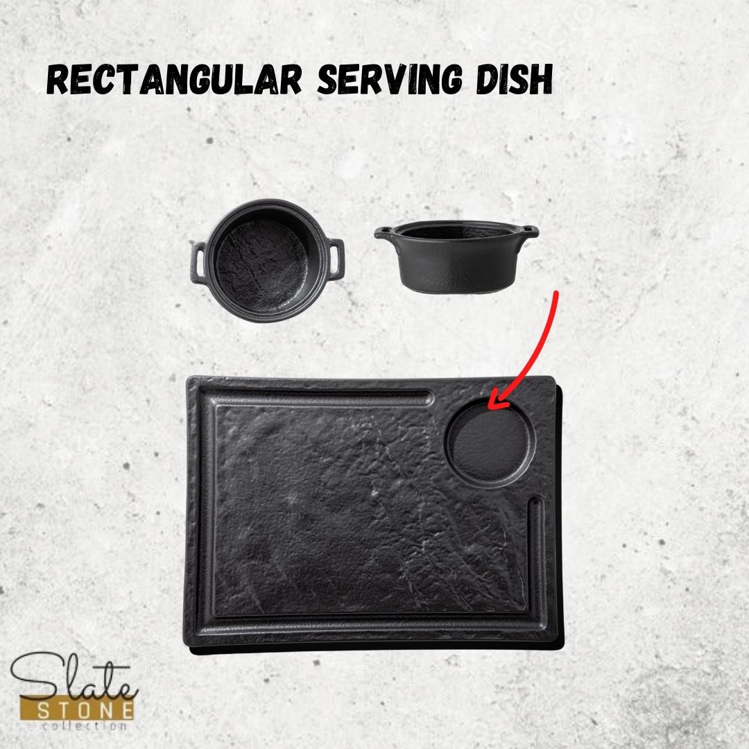 Rechteckiger Servierteller Schwarz 32,5 x 23 cm Kratzfest & Robust WL-661148/A